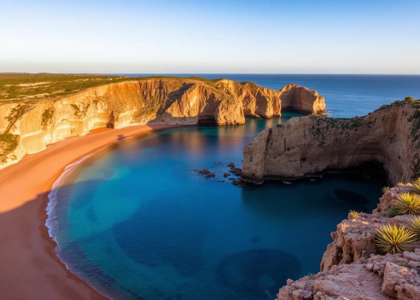 Falésias e areia avermelhada em Cavalleria